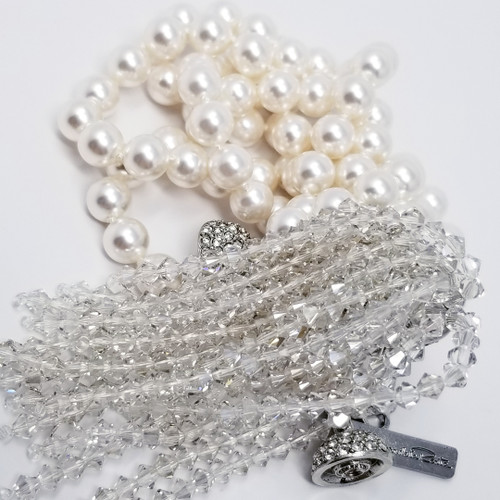 Oscar de la Renta Glass Pearl and Crystal Tassel Necklace