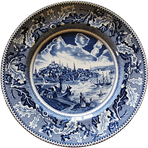 Johnson Brothers Historic America Blue Dinner Plate View Boston