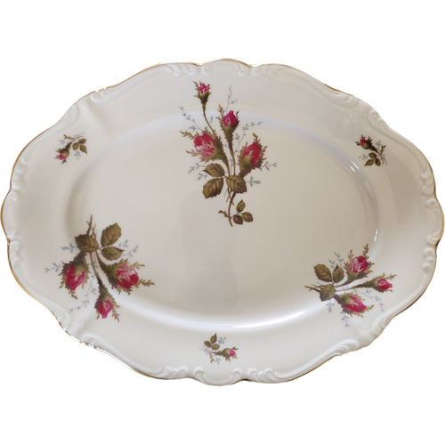12" Rosenthal - Continental Pompadour Ivory Moss Rose Oval Serving Platter