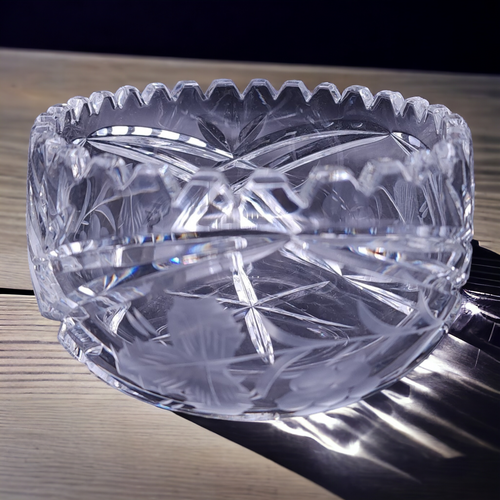 Crystal Clear Industries Cross Hatch And Grape Cut Round Bowl