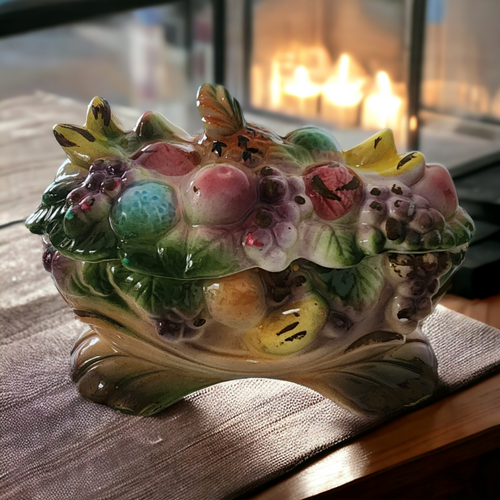 Wales Ceramic Hand-Painted Fruit Bowl Lidded Dish Japan