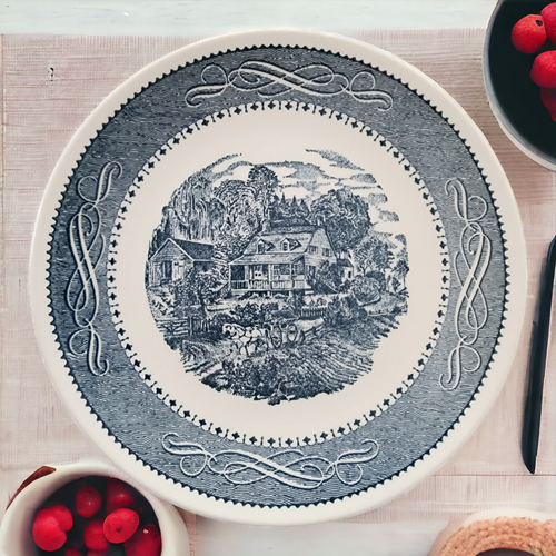 Taylor Smith & T TS&T Currier and Ives Blue Dinner Plate