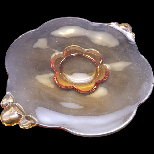 Tiffin-Franciscan Desert Red Amber Heavy Crystal Sandwich Plate