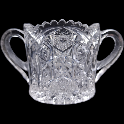 McKee Fentec Clear Pressed Glass Star & Arch Design Open Sugar