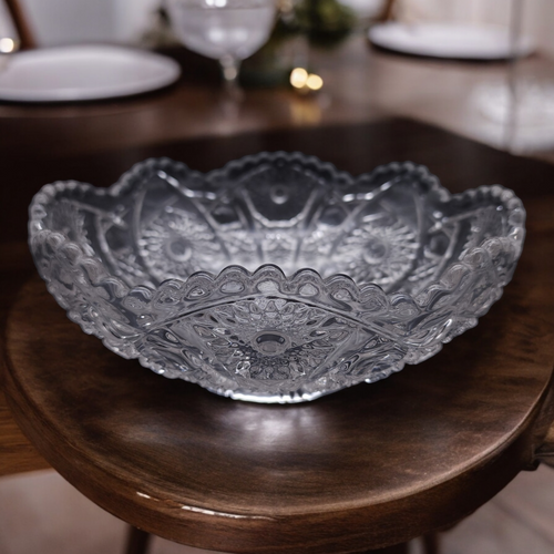 Imperial Glass-Ohio Nucut Daisy and Button Clear Design Round Bowl