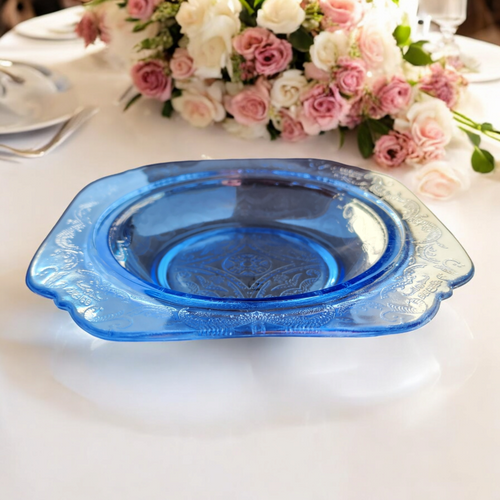 Indiana Glass Recollection Blue Round Butter Dish No Lid