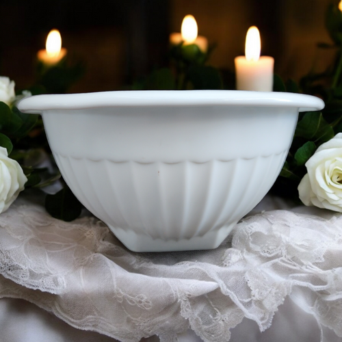 6" Anchor Hocking Vitrock Kitchenware Colonial Panels All White Mixing Bowl