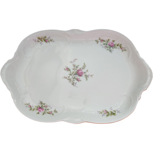 13" Rosenthal Continental Moss Rose Pompadour Ivory Oval Serving Platter