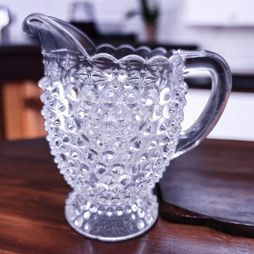 Columbia Glass Co. Double Eye Hobnail with Decorative Band Pitcher