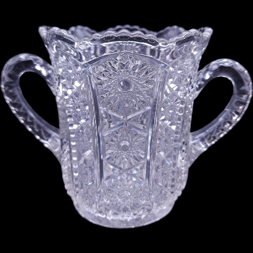 Indiana Glass Paneled Daisy and Finecut Clear Celery Spooner Vase