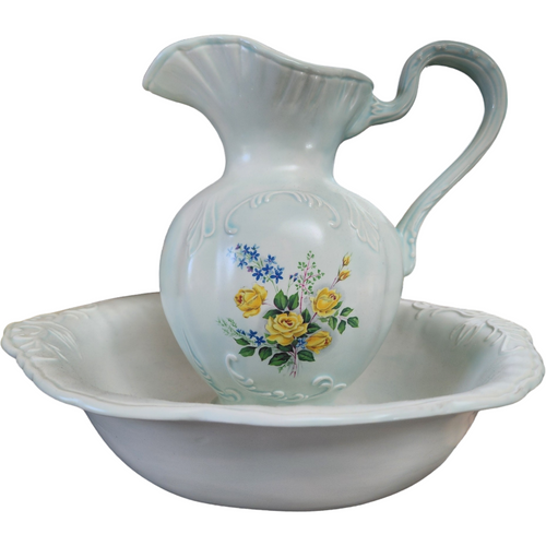 Vintage Victorian Style Porcelain Pitcher & Wash Basin