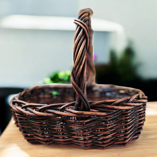 Woven Reed Wicker Oval Hanging Carry Egg Apple Fruit Picnic Basket  Farmhouse Primitive