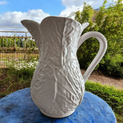 Neuwirth Cabbage All White Embossed Leaves Water Pitcher