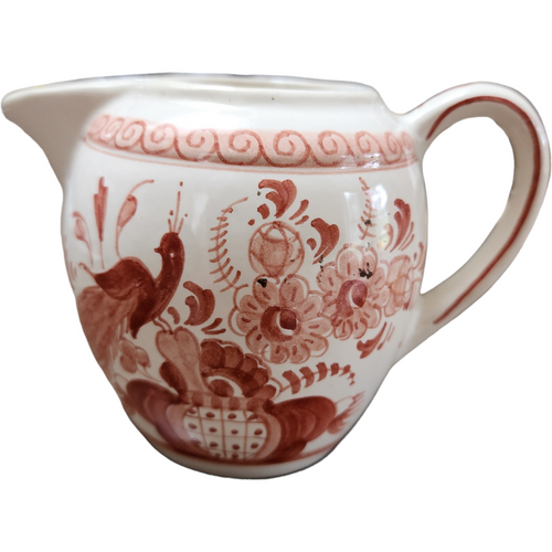 Delft Pottery Hand-Painted Ceramic Creamer with a Handle and Spout