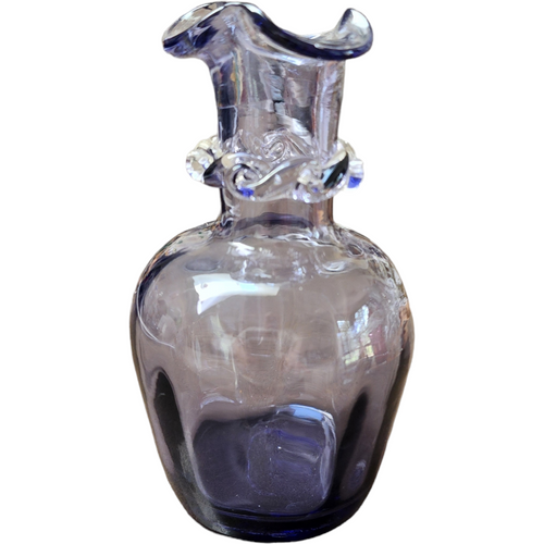 4" Pilgrim Glass Violet-Purple Ruffle Top Optic Bud Vase