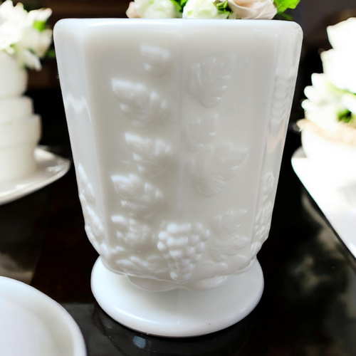 Westmoreland Paneled Grape Milk Glass Open Sugar