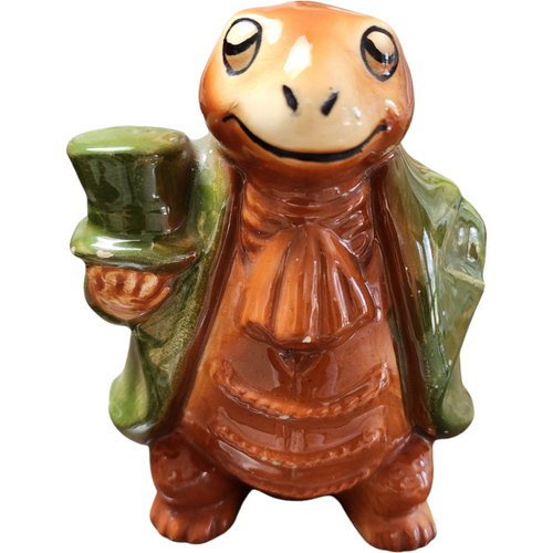 Inarco Hand Painted Ceramic Turtle with Top Hat Planter or Vase Japan