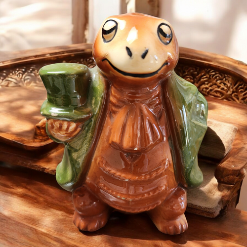 Inarco Hand Painted Ceramic Turtle with Top Hat Planter or Vase Japan