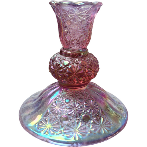 4" Fenton Art Glass Dusty Rose Carnival Single Light Candlestick