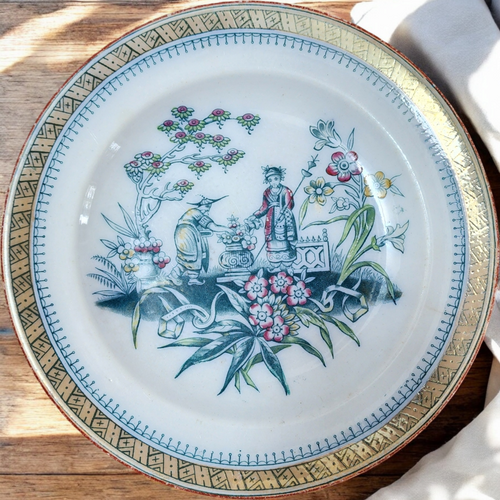 9" Edge Malkin & Co Chang White Chinoiserie Dinner Plate Set of Two