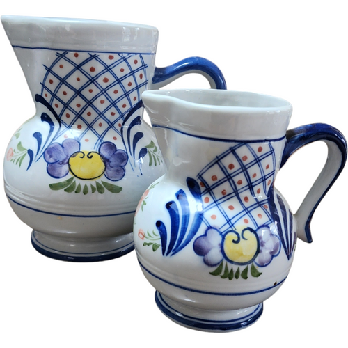 Charming Pair of Andrea by Sadek Decorative Porcelain Pitchers