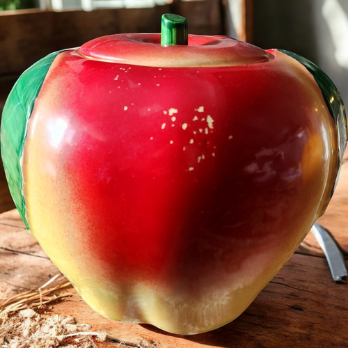 Hull Pottery Blushing Apple Shape Cookie Jar Farmhouse Decor