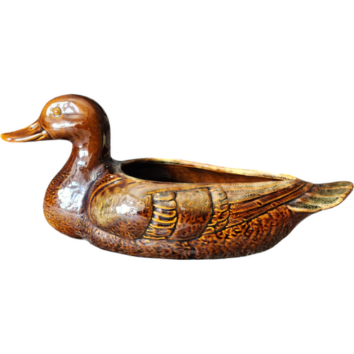 Hull Ceramic Majolica Duck Decoy Planter Figurine Farmhouse Decor