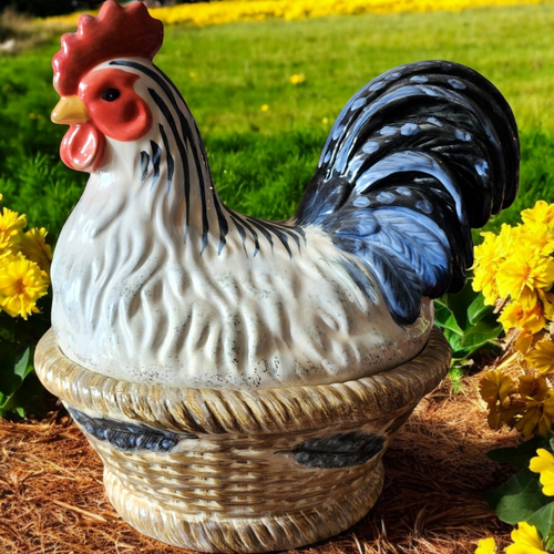 Isabelle de Borchgrave Covered Chicken Dish Cookie Jar Farmhouse Decor A Touch of Country Charm
