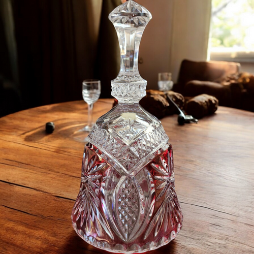 Czech Republic Ruby Red Cut to Clear Crystal Bell