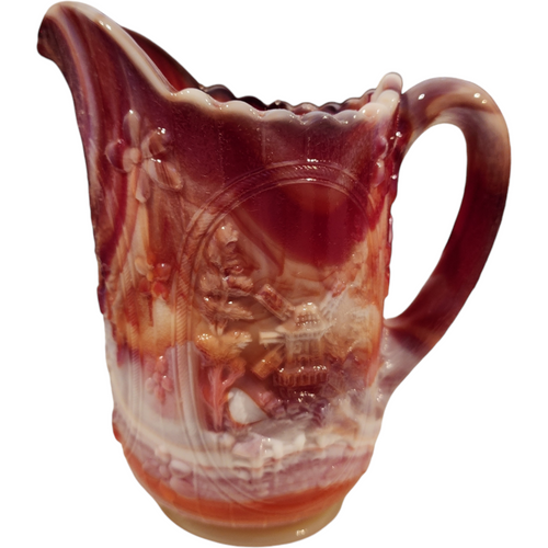Imperial Glass-Ohio Windmill Red Slag Windmill Design Pint Pitcher