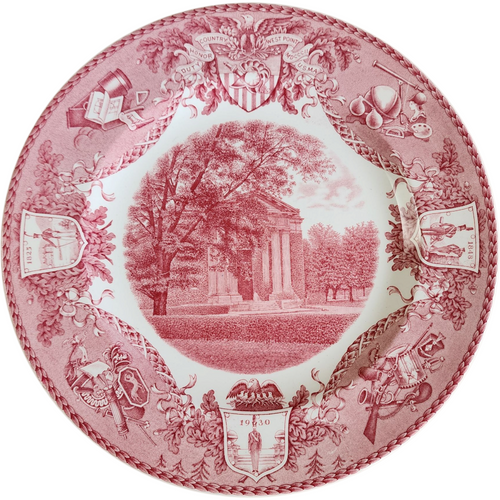 1931 Wedgwood Old Cadet Chapel West Point Plate US Military Academy Commemorative Red Transferware