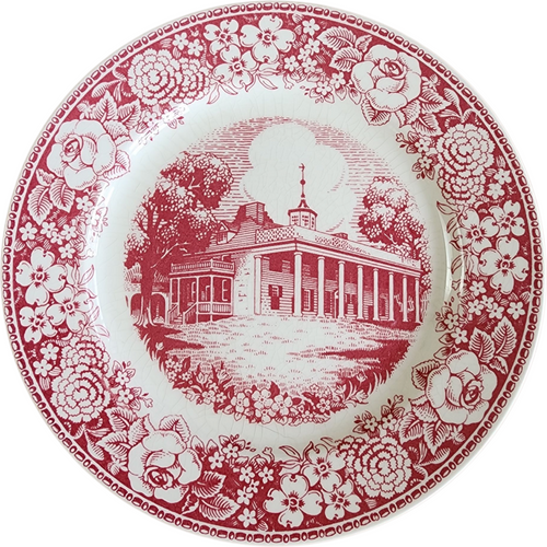 Homer Laughlin Plate Early American Homes Collection Mt. Vernon Washington’s Home Red Transferware Made in USA
