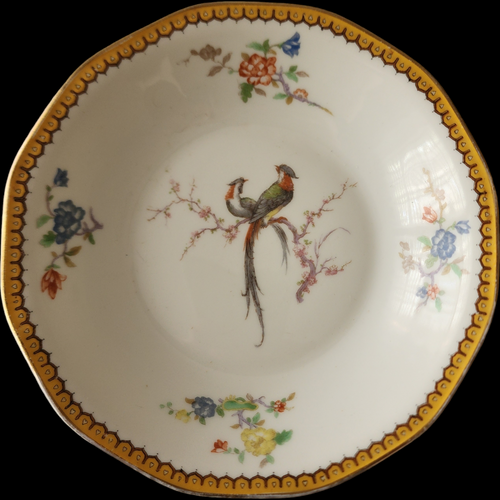 Antique Theodore Haviland Limoges France Coupe Soup Bowl Bird & Floral with Gold Trim Early 1900s Porcelain