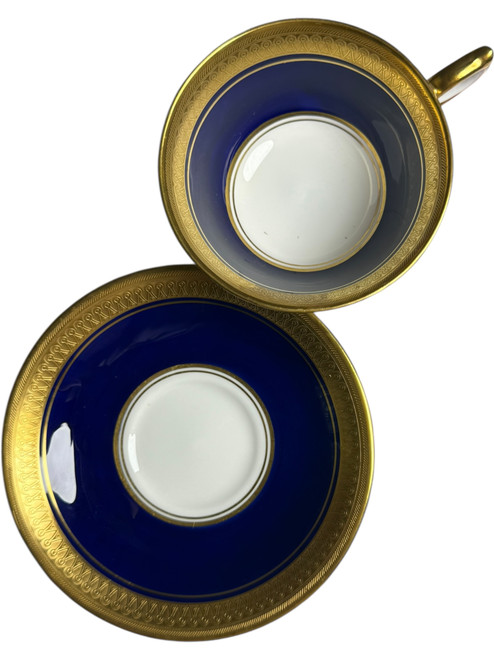 Aynsley England Buckingham Cobalt Blue & Gold  Footed Cup & Saucer Set Bone China