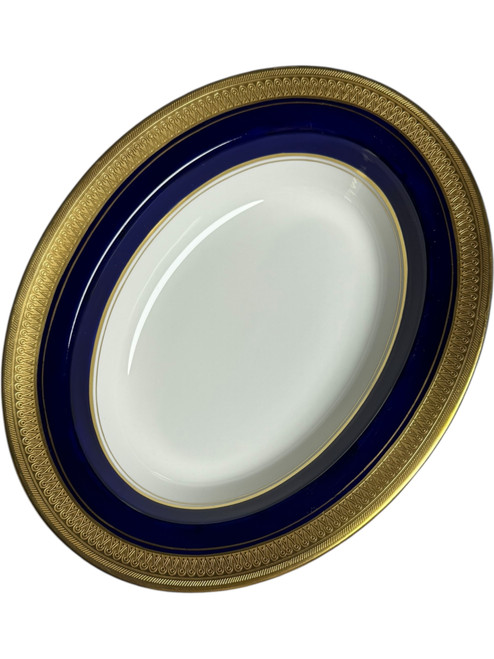 Aynsley England Buckingham Cobalt Blue & Gold 10" Oval Vegetable Bowl Bone China