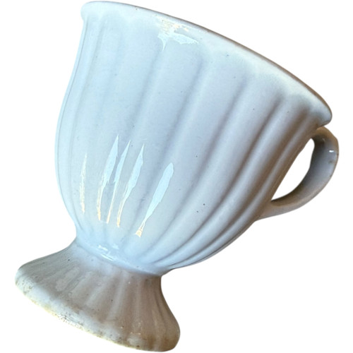 Antique 19th Century White Ironstone Pedestal Cup Fluted Panel Design English Pottery