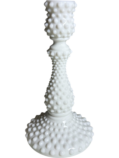 Vintage Fenton Hobnail Milk Glass Candle Holder White Glass Taper Candlestick Mid-Century Farmhouse Décor