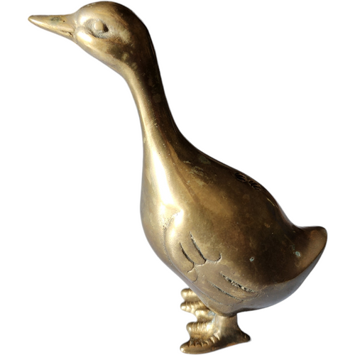 Vintage Solid Brass Goose Figurine  Mid-Century Incense Holder  Duck Statue Farmhouse Boho Home Décor