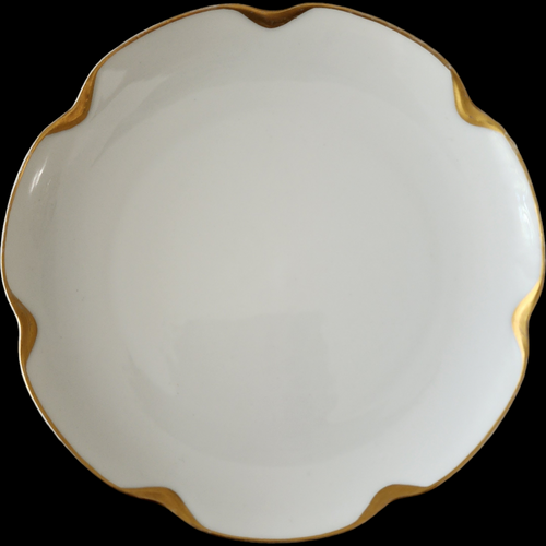Haviland Silver Anniversary Coupe Salad Plate Limoges France 7.5 White Porcelain with Gold Trim