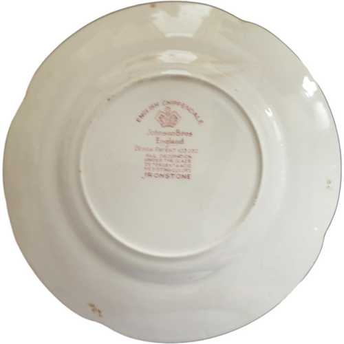 Johnson Brothers English Chippendale Red Transferware Bread & Butter Plate Vintage Ironstone England