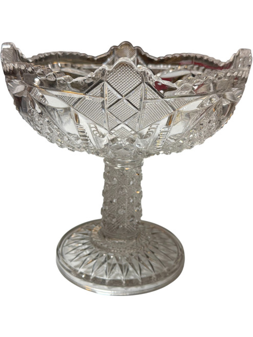 Antique McKee Sunbeam EAPG Pressed Glass Round Compote Pedestal Candy Dish Bowl c.1890s