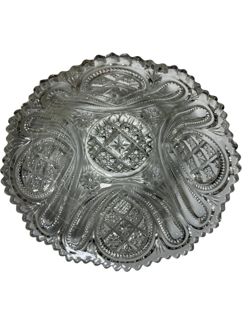 Vintage Heisey Pressed Glass Bowl with Loop Design Elegant Clear Cut Crystal Pattern