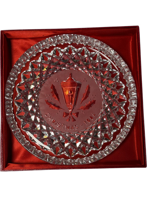 Vintage Waterford Crystal Holly Lamp Christmas Plate 1984Twelve Days of Christmas Series No Box