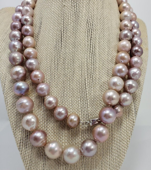 South Sea Graduated Baroque Pearl Long Necklace, Sterling Silver Clasp, 98cm