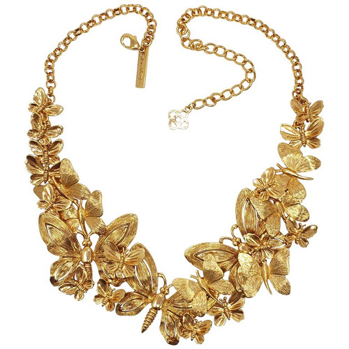 Oscar de la Renta Gold Bold Butterfly Cluster Statement Necklace