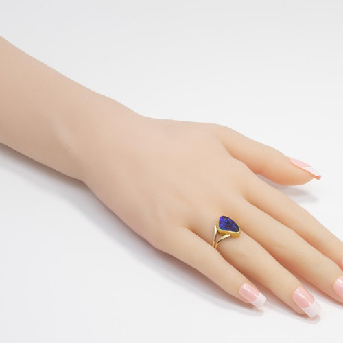 Vintage Custom 2 Carat Boulder Opal on 22K and 14K Gold Cocktail Fashion Ring