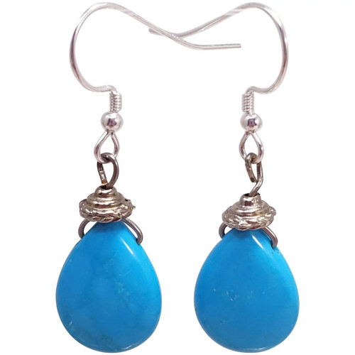 Sterling Silver Sleeping Beauty Turquoise Dangle Earrings