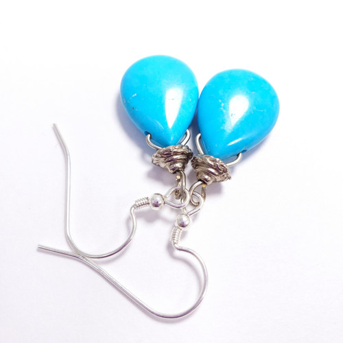 Sterling Silver Sleeping Beauty Turquoise Dangle Earrings