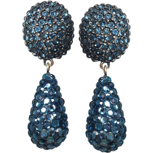 Vintage Swarovski Crystals Dangle Clip On Earrings