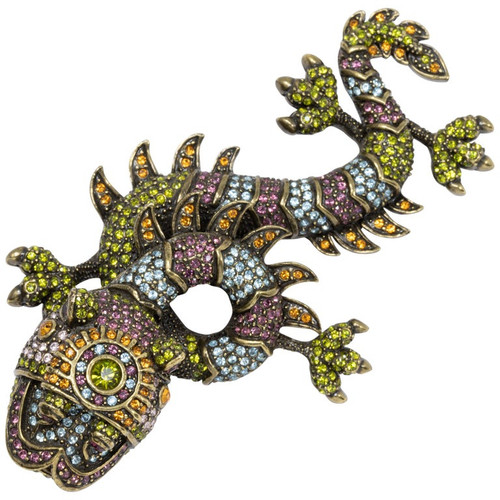 Heidi Daus The Majestic Fu Dog Pave Multicolor Crystal Pin Brooch